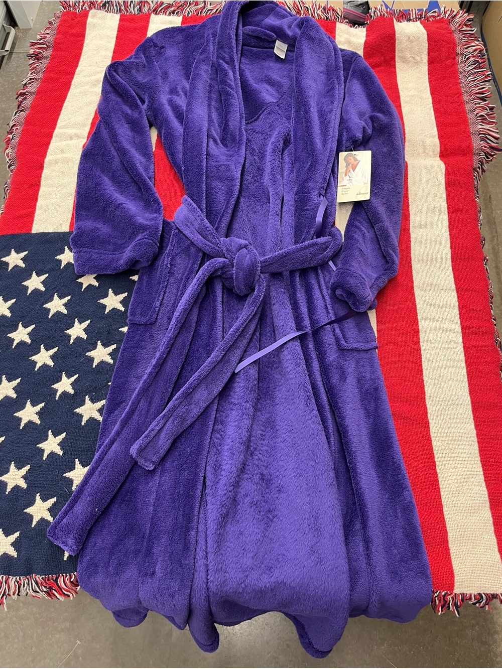 Adonna Plush Hooded Robe in Purple Women’s Size Small New with Tags